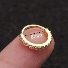 Kit Of 2 Nose Piercing Rings With Rhinestones, 8mm - M1 Dourado+Prata/8mm - View 2