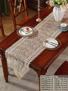 ABEST6522 Home&Living store Taplak Meja Khaki 100% Poliester, Bordir Penuh, Kerajinan Bordir, Taplak Meja Makan, Dekorasi Rumah, Dekorasi Liburan, Cocok untuk Semua Musim, Dekorasi Pesta & Pernikahan, 1 buah Taplak Meja - Khaki - View 13