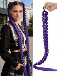 32 Inch Purple Synthetic Fiber Braided Wig Ponytail, Suitable For Cosplay, Halloween And Christmas - Multicolor - View 12