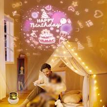 Luz Nocturna Proyectora de Corona con 21 Juegos de Películas de Proyección - Rotación 360° Estrellada y Enchufe USB, Lámpara de Mesa con 3 Tipos de Colores, Decoración Moderna de Techo/Dormitorio, Para Fiestas, Navidad, Regalo del Día de San Valentín, Decoración de Fiesta - Multicolor - Ver 12