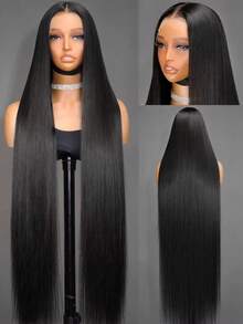 13x6 Lace Frontal Wig Human Hair 250% Density Straight Lace Front Wigs Human Hair HD Transparent Lace Frontal Wig 100% Brazilian Glueless Human Hair Wig Pre Plucked With Baby Hair 15A Brazilian Virgin Human Hair Wigs For Women Natural Black Color - Natural Black - 查看 3