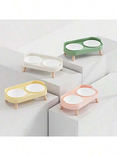 New Dual-Layer Elevated Pet Feeder, Integrated Water And Food Design, Available In Plastic, Stainless Steel And Ceramic Materials, Multiple Colors To Choose From - An Excellent Choice For Your Beloved Pets