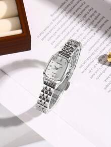 1pc Women's Stainless Steel Band Quartz Wrist Watch, Fashionable & Minimalist, Suitable For Daily Wear - one-size - View 7