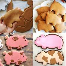 3pcs Pig Shaped Cookie Cutter Set, Cute Pig Cookie Mold, Animal Gummy Cookie Cutter, For Baking And Dishwasher - Silver - View 5