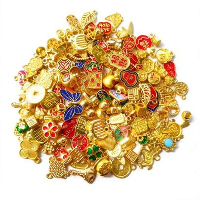 20/30件套吉祥挂饰套装（多种款式可选）合金/仿玉珐琅DIY串珠配件，耐磨防褪色，手链/项链装饰/新年礼物，工艺爱好者/珠宝店材料套装