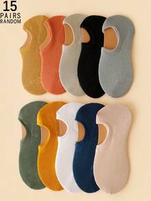 1/5/10/15/20 Pairs Women's Thin Low-Cut Invisible Heel Silicone Non-Slip Boat Socks - Multicolor - View 8