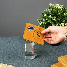 1pc Customized Leather Coaster With Built-In Bottle Opener, Engraved With Couple's Names, Wedding Date Or Personalized Logo, Suitable For Beer, Soda And Other Beverages At Wedding Receptions - Multicolor - View 5