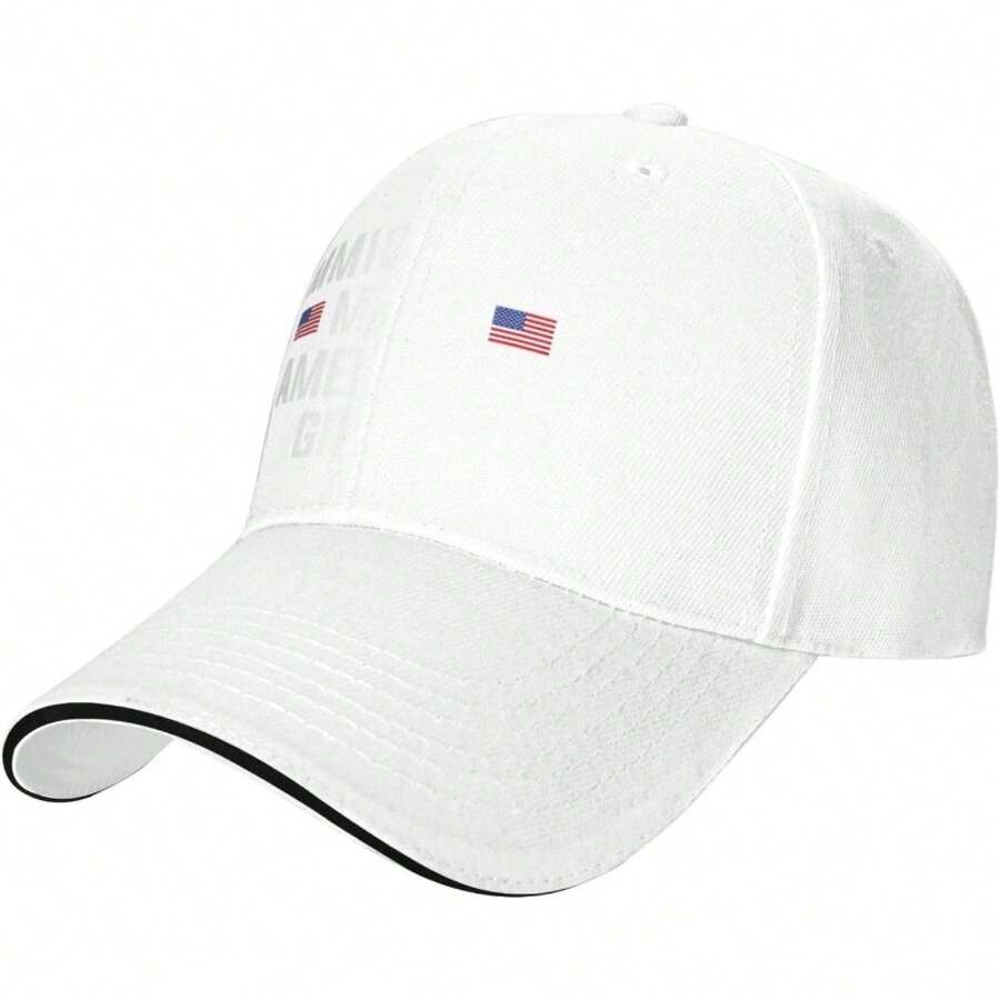 1 Kkaingg Baseball Cap |   Immigrants , Adjustable Dad Hat, Black, Vintage Style, Curved Brim, Buckle Closure, All-Season Wear - trắng - Xem 1