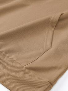 Men's Regular Fit Letter Print Long Sleeve Sweatshirt With Pocket, Fashionable Casual Sportswear Outerwear, Suitable As Gift For Husband Or Boyfriend, Applicable For Street, Commute, Golf, Fishing, Basketball, Camping, Gym - Khaki - View 5