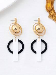 2件套简约独特设计夸张几何长耳环，时尚百搭，适合女性日常佩戴 - 彩色 - 查看 5