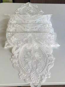 HXARTMIS 1 Piece, White Lace Table Runner, Exquisite Machine-Made Floral Design Polyester Tablecloth, Suitable For All Seasons. Table Runner, Modern Table Runner, Table Runner, Table Centerpiece, Modern Table Centerpiece, Breakfast Placemats - White - View 4