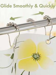 12pcs Anti-Rust Metal Double Glide Shower Curtain Hooks, Suitable For Bathroom Shower Rod Curtain - A - View 8