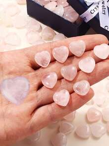 Rose Quartz Crystals Heart Decor Stones Thick Polished Cute Mini Pocket Stones Hand Carved Palm Gemstones Set Bulk Wholesale Pink Gift Reiki Energy Balancing Meditation Valentine's Day Gift Decor For Women - Pink - View 2