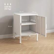 Steel Bedside Table, Multifunctional Side Table, Adjustable Shelf, For Bedroom Or Living Room, White - White - View 7