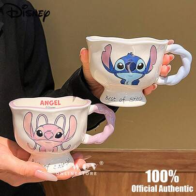  Disney Official Licensed Stitch Collaboration Ceramic Mug, 2025 New Arrival Cute Couple Water Cup, High-Quality Coffee Cup Birthday Gift