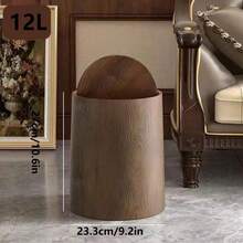 1 Stück minimalistischer Holzmaserung Mülleimer, schlankes platzsparendes Design, abnehmbarer geruchshemmender Deckel, hitzebeständige Oberfläche, modern & stilvolle, geeignet für Wohnzimmer/Badezimmer/Schlafzimmer/Büro/Studentenwohnheim, unverzichtbar für Apartmentlagerung, kleiner Abfalleimer, Papierkorb, Bürodekoration, platzsparende Lösung, unverzichtbar für die Hausorganisation - Verschiedenfarbig - Übersicht 2