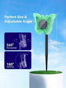 户外太阳能蝴蝶灯 - 变色 3D 发光 - 二合一 壁灯/地灯 - 防水花园装饰灯，适用于庭院、草坪、院子、围栏、后院装饰（红色） - 彩色 - 查看 10