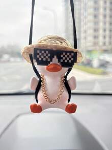 卡通摇摆鸭后视镜吊坠 - 白色 - 查看 3