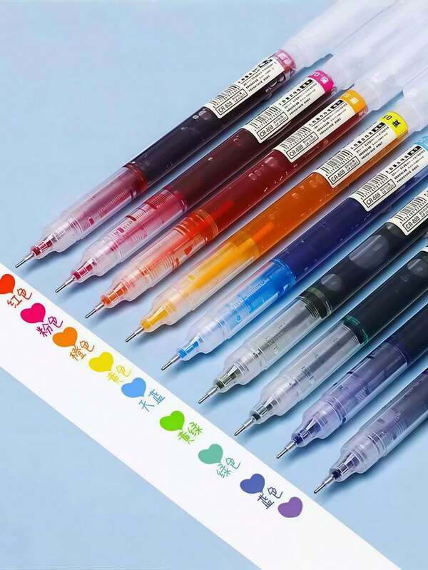 12pcs Colorful Quick-Dry Gel Pens, 0.5mm 12 Colors Ink, Random Color Style, Black Matte Gel Ink Pen Set, Ultra-Fine Tip Smooth Writing Ballpoint Pens, Anti-Smudge, With Pocket Clip, Suitable For Office And School Supplies, Signature Pens, Office Supplies, Office Equipment, Office Supplies Set, School Pens, School Supplies, School Set, Student Exam Pens