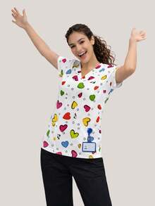 cimmuovere 休闲宽松V领短款多口袋印花工作服上衣 - 彩色 - 查看 9