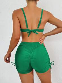 RWX VEST Conjunto Plus Size com Top Estruturado e Shorts Ajustáveis 2024 XX322 - Verde - Visão 5