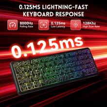 ATTACK SHARK X65 HE 有线快速触发磁力开关 65% 机械游戏键盘，霍尔效应顶部 RGB 热插拔灯效，可调节触发键程，8kHz 轮询率，PBT 键帽，适用于 Windows/PC 系统 - 彩色 - 查看 3