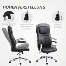 Reclining Office Chair, Padded Office Chair, Height-Adjustable Swivel Chair With Tilt Function, Weight Capacity Up To 120 Kg, For Office, Study, Black