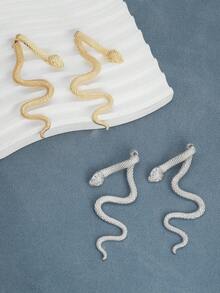 1 Đôi bông tai phong cách hiphop phóng khoáng, thiết kế hình rắn xoắn hình học cổ điển. - bông tai hình rắn - Xem 4