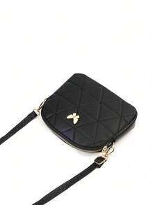 1pc Girls' Argyle Embroidered Crossbody Bag, Butterfly Metal Decor Shoulder Bag, Adjustable Strap, Suitable For Various Occasions Like Parties, Dates, Shopping, Ideal Gift - M1765 - View 10