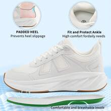 Women's White Platform Sports Shoes - Ultra-Lightweight & Breathable Mesh Lace-Up Sneakers With Thick Wedge Sole For Women, Non-Slip Athletic Shoes For Running, Cycling, Walking, Tennis, Gym Training, Yoga & Outdoor Workouts | All-Season Comfortable Sneakers For Daily Casual Wear.White Shoes,Women's Shoes,Valentine's Day,Beach Shoes,White Sneakers For Women,Tennis Shoos,Platform Sneakers. - trắng - Xem 4