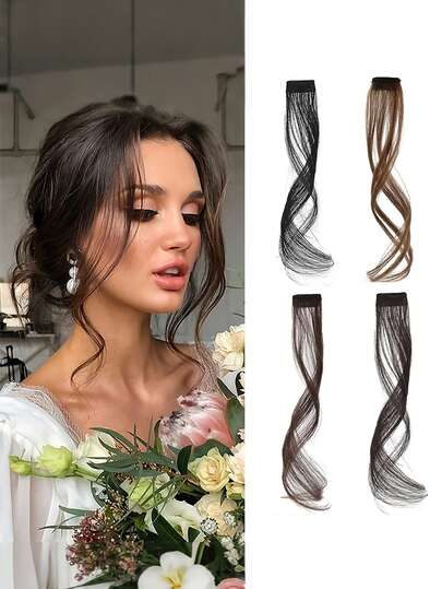 2 piezas Clip de flequillo frontal y lateral, flequillo postizo con patillas, flequillo sintético con patillas para pelucas de barba de dragón larga