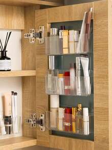 1个/2个装节省空间壁挂式化妆品收纳盒 - 塑料材质，可收纳口红、化妆刷和指甲油，便携式设计，无需电源，化妆刷架，免打孔浴室置物架，多功能收纳盒 - B - 查看 2