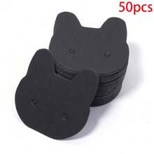 50pcs/Pack Cute Cartoon Cat Ear Paper Cards, Cat Shaped DIY Earring Display Cards, Unisex Jewelry Display Cards, Jewelry Photography Props, Holiday Gift DIY Jewelry Display Storage Cards - Cat Head - View 9
