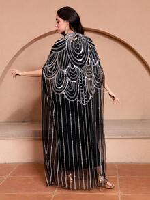 JINLICX Luxury Women's Abaya Suitable For Wedding Parties Occasions Spring And Summer Collection - Black - View 5