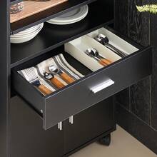 SoBuy FSB09-SCH, Mobile Kitchen Cabinet Microwave Oven Cabinet Kitchen Storage Trolley Kitchen Dining Room Storage Cabinet On Wheels, Black - Black - View 11