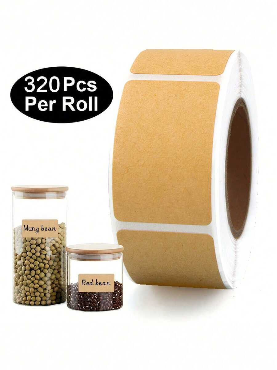 640pcs Kraft Paper Waterproof Self-Adhesive Labels - Writeable, , Suitable For Packaging, Labeling And Decoration. Packaging Labels | Natural Appearance | Waterproof Stickers, Jar Labels, Food Labels - Multicolor - View 1