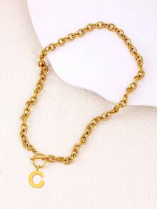 不锈钢OT扣项链/手链，26个英文字母吊坠，简约雕刻字母首饰，高端设计 - 項鍊 - 查看 32