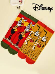 2/1 Pairs Disney Cartoon Puppy Men's Mid-Calf Socks, Thickened For Autumn/Winter, Fun Christmas Gift - Multicolor - View 7