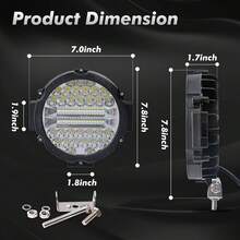 1pc 7 Inch Round LED Light Bar, 2PCS 201W Driving Light Bar Fog Lights Combo Beam LED Off Road Lighting For SUV, Truck, ATV, SUV,Hunters - A - View 2