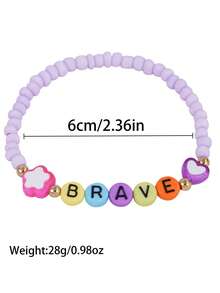 6pcs/Set Positive Energy Letter Word LOVE Dream Happy Smile Colorful Beaded Adjustable Braided Friendship Bracelets, Random Color - Multicolor - View 8