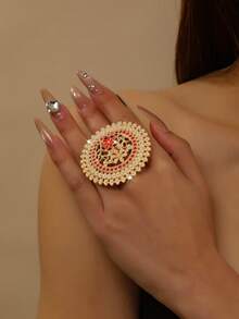 1 件时尚奢华简约花朵开口戒指，日常/派对/婚礼佩戴情人节、妈妈、母亲、母亲节、礼物 - 2 - 查看 13