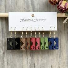 5pcs/Set Creative Personalized Funny Faux Wood Poker Card Cube A Stylish Women Party Earrings - Multicolor - View 2