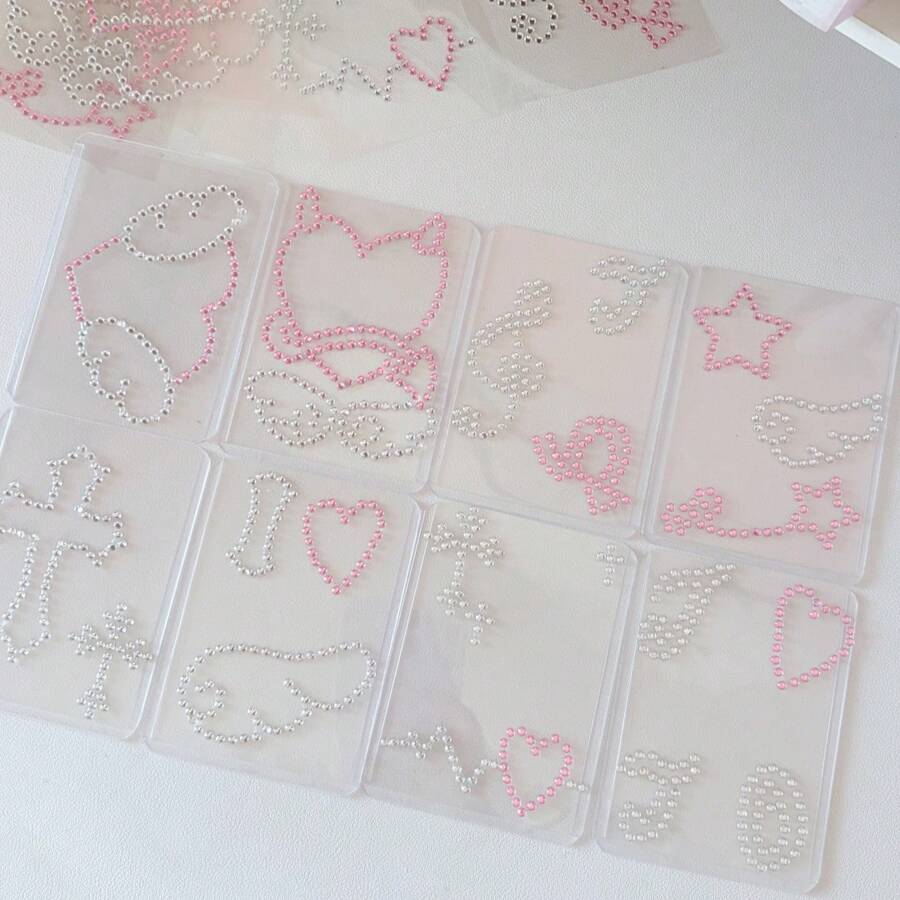 Photo Border Decoration Rhinestone Sticker Angel Wings Note Shape Diamond Sticker - Multicolor - View 1