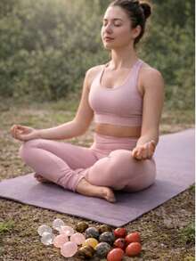 6/12 Pcs Natural Crystal Healing Stones Set - White Crystal, Rose Quartz, Tiger's Eye, Yellow Jade, Golden Swan, And Watermelon Red Gemstones For Home Decor, Meditation, Energy Healing, And Gift - Multicolor - View 4