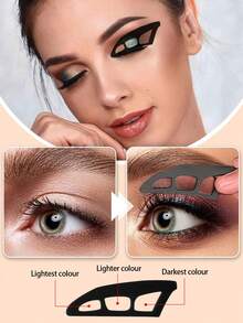 2件套眼部化妆辅助工具+眼影刷、眼影印章模板、多功能硅胶眼影工具、眼影助手、眼影工具和化妆刷、1支眼影刷、化妆工具、美容工具、新手眼影助手、眼影美容工具、适合初学者 - 彩色 - 查看 4
