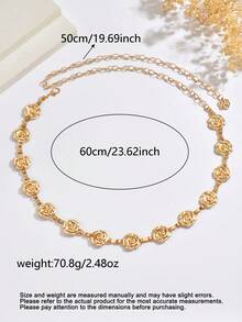 1 件复古时尚个性化金属做旧链玫瑰花流苏腰链，波西米亚高端百搭礼服腰带，适合任何场合的女性 - 金色 - 查看 6