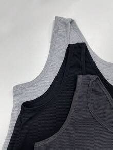 3pcs/Set Comfortable Square Neck Camisole Tops, Soft & Skin-Friendly Sleeveless Elegant Vest For Spring & Summer - Multicolor - View 10