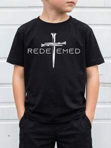 Camiseta de manga corta estampada para niños - suave, transpirable, camiseta de manga corta con cuello redondo, diseño de lata de soda vibrante, lavable a máquina, niños y niñas verano casual tops, tallas 110-150, camiseta de estampado de letras, moda divertida para niños, ropa cómoda para niños, camiseta de manga media para adolescentes - Negro - Ver 7