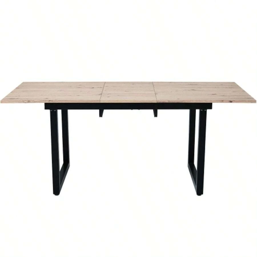 Extendable Dining Table, L140/180 X W80 X H75 Cm, Industrial Style, Rectangular, Coffee/Lounge Table, Modern And Sleek Iron Dining Table, Space-Saving Multifunctional Table, MDF, White And Black