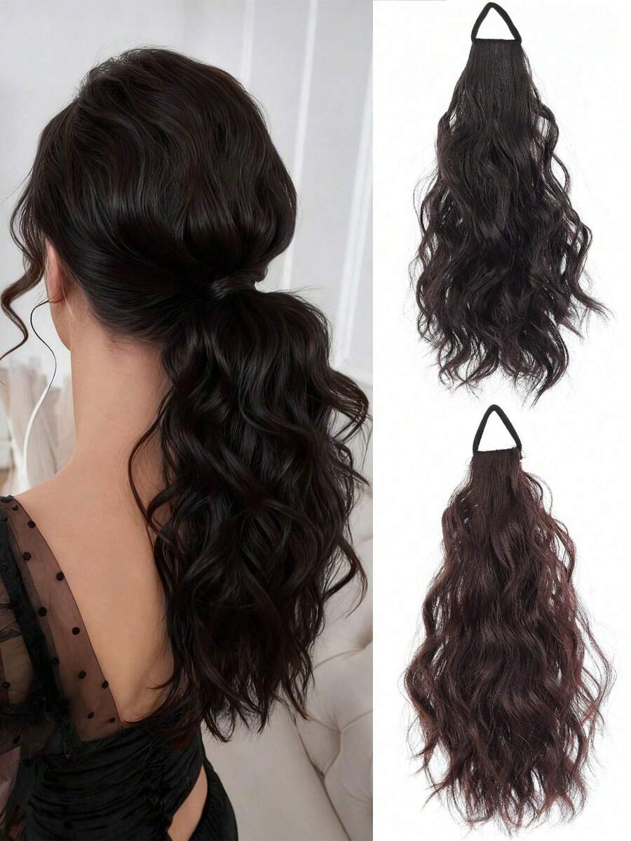 12 Inch Synthetic Braided Ponytail, Made With Realistic Hair Fibers, Naturally Fluffy And Soft. Tie Up In A High Ponytail With A Waterfall Hair Tie. Includes Elastic Hair Bands, Hair Ties, And Hair Scrunchies. - Multicolor - View 1